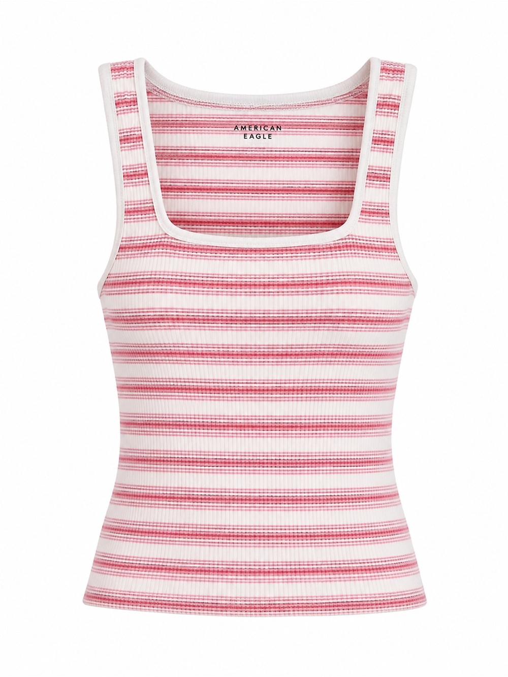 American Eagle Outfitters Coral and White Striped Ribbed Tank